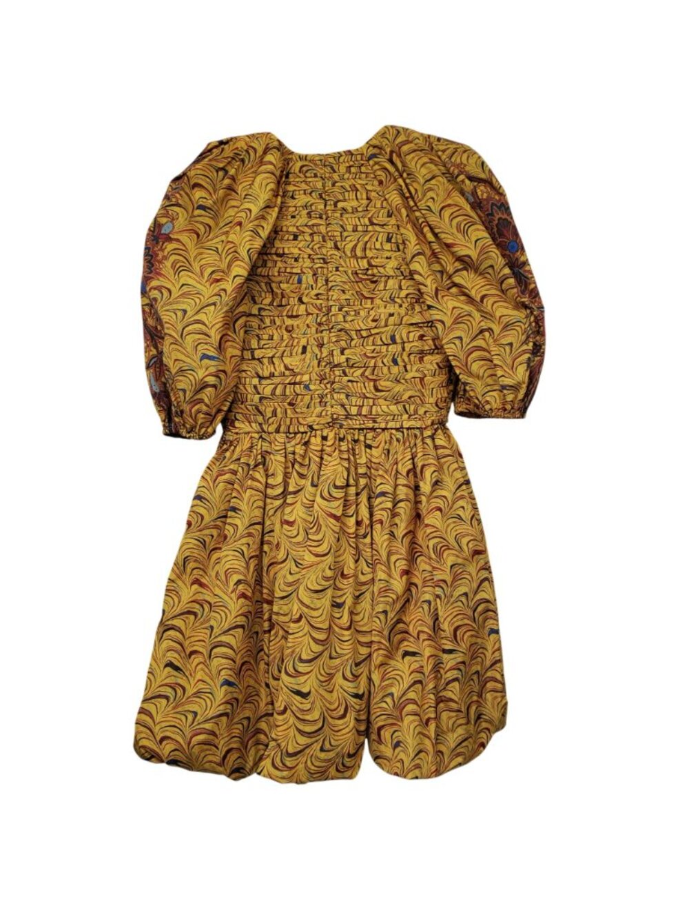 Ulla Johnson $795 Gwen Tiger's Eye Puff Sleeve Pleated Mini Dress Gold Funky - Picture 4 of 16